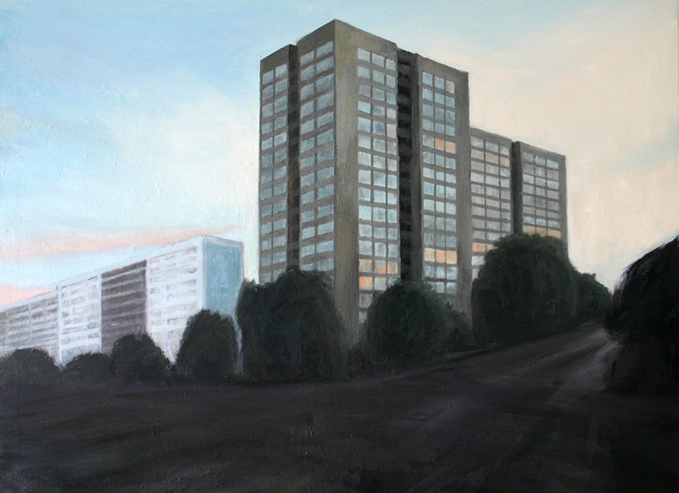 Oil painting on canvas  representing buildings of Berlin