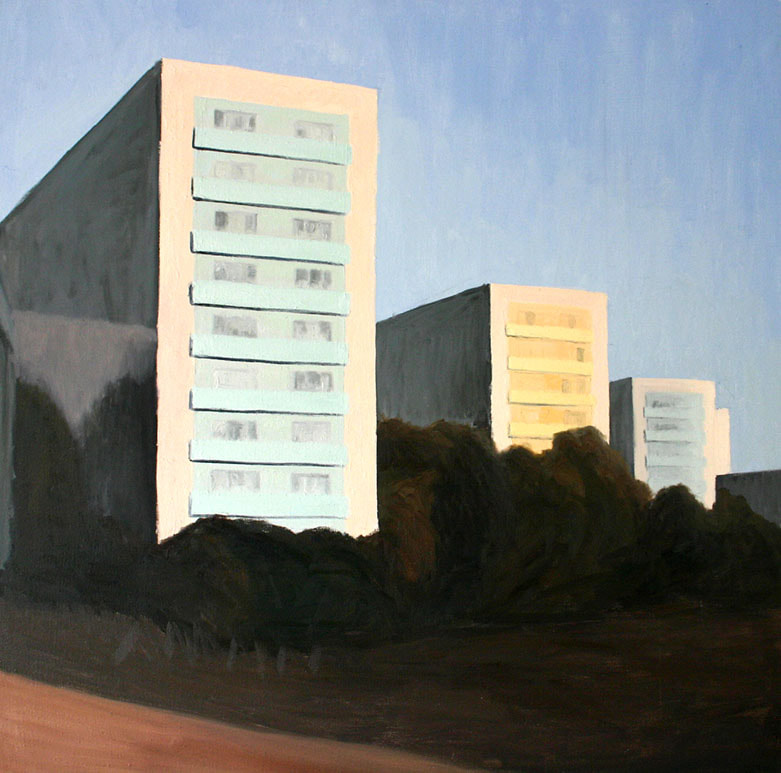 Contemporary oil painting on canvas  representing buildings of the city of Berlin