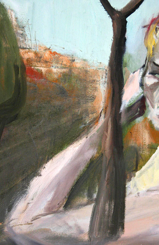 Oil paintig on canvas representing the expressionist close up of a blonde woman