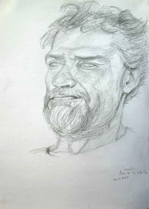 Pencil drawing representing the portrait of a young man