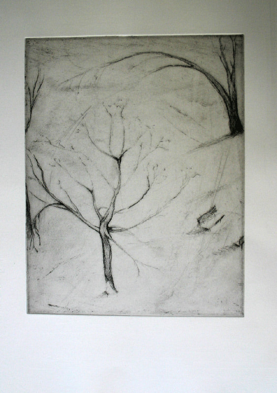 Engraving representing secene of nude trees  without leaves