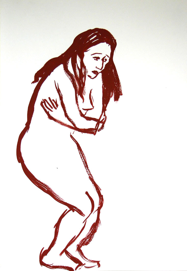 Gouache painting on paper representing a female figure
