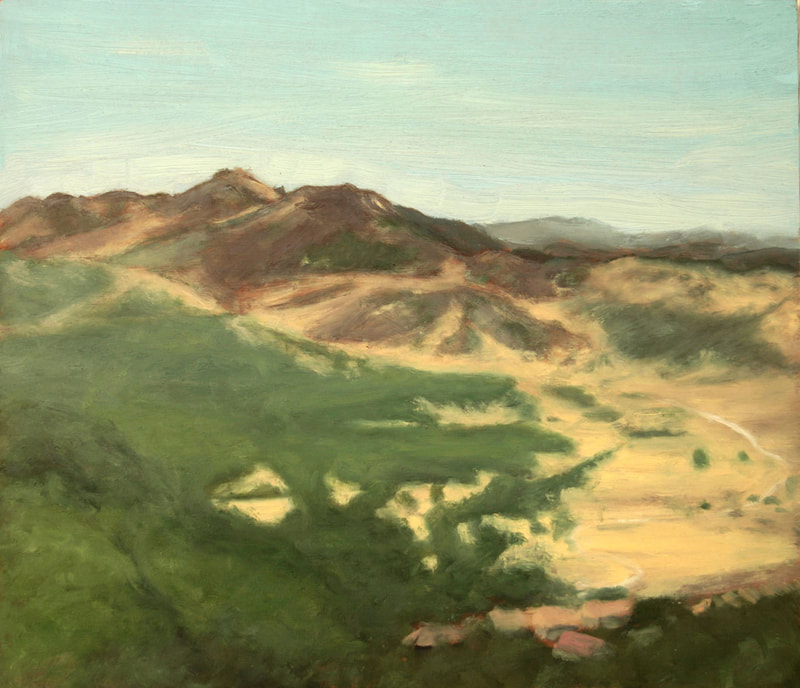 Oil on board contemporary painting representing a rural landscape